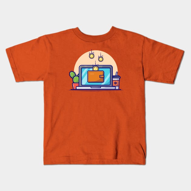 Online Payment Cartoon Vector Icon Illustration Kids T-Shirt by Catalyst Labs